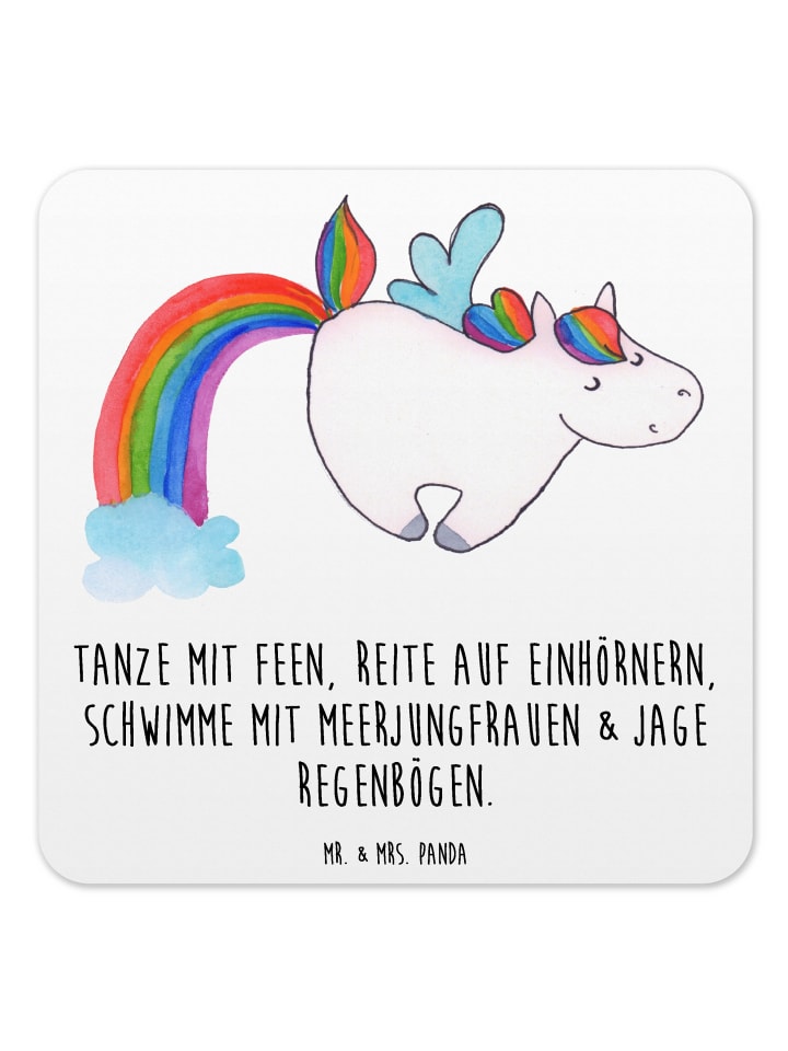 Bierdeckel Einhorn Fliegendes Pferd mit Spruch in Weiß