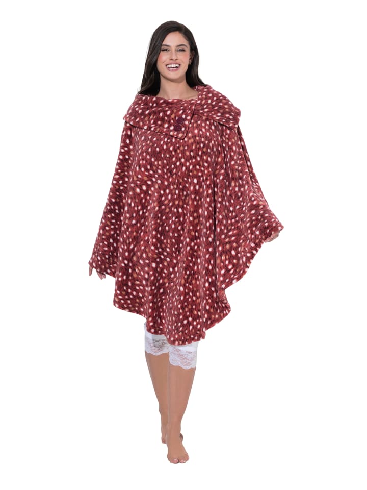 Homewear-Poncho in rostrot