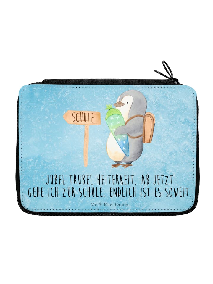 Federtasche Pinguin Schultüte mit Spruch in Eisblau