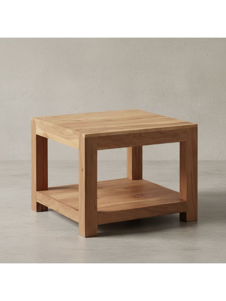 Couchtisch Massivholz | Landhausstil, Ablagefach, Pflegeleicht in Beige