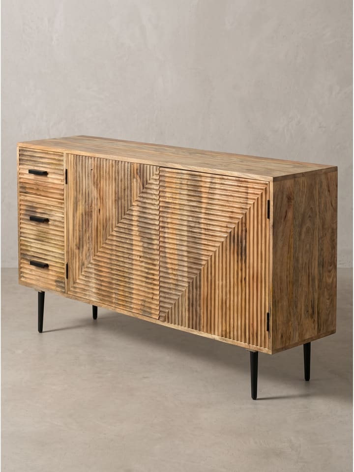 Sideboard rechteckig, Massivholz, 2 Türen und 3 Schubladen