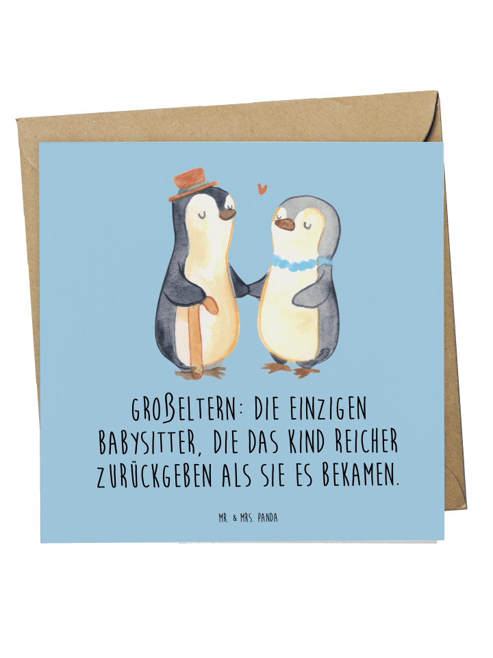 Deluxe Karte Großeltern Babysitter mit Spruch in Blau Pastell