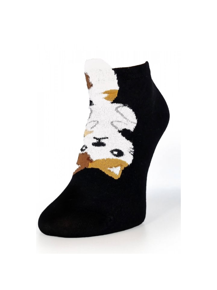 Kurze Socken mit Katzenmuster für Damen Freizeitsocken Schöne in Schwarz