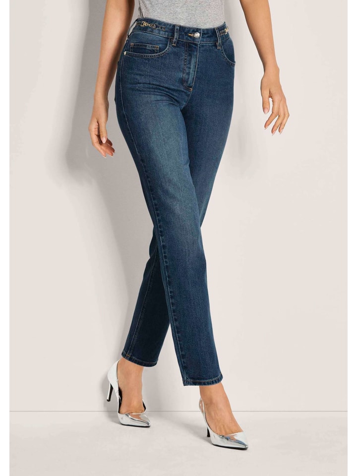Lange Slim Fit Stretch-Jeans in darkblue