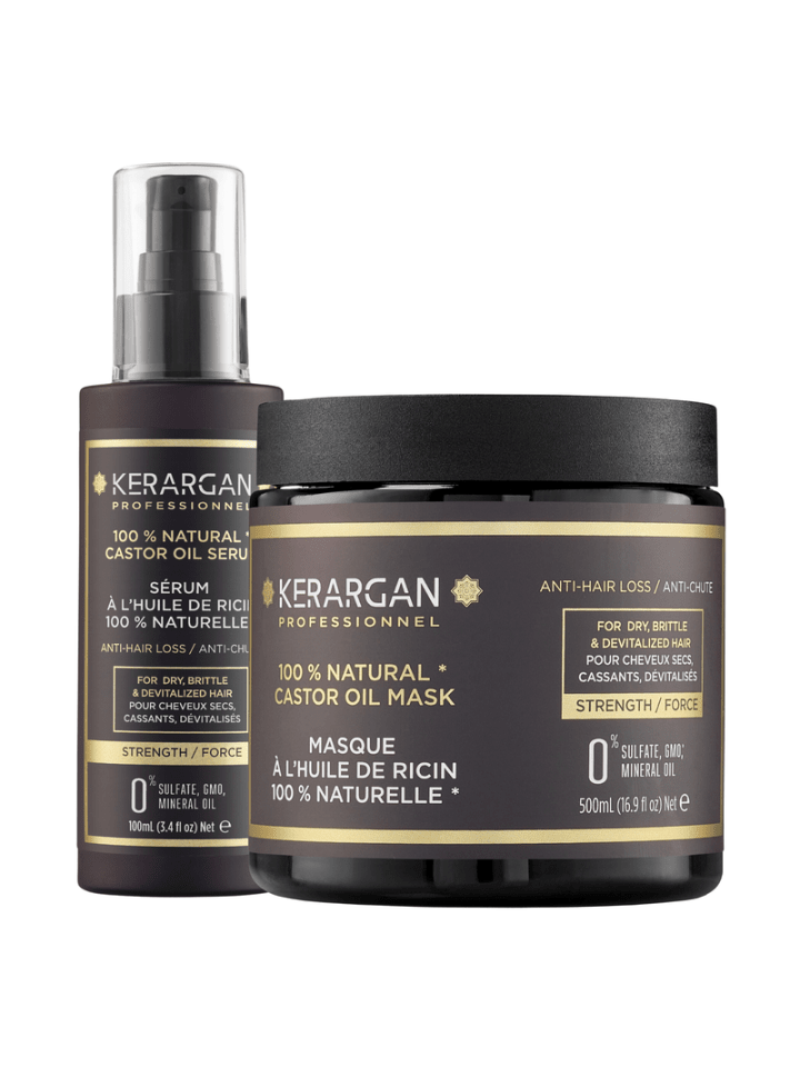 2tlg. Set: Anti-Haarausfall Maske und Serum Rizinusöl, 500ml + 100ml