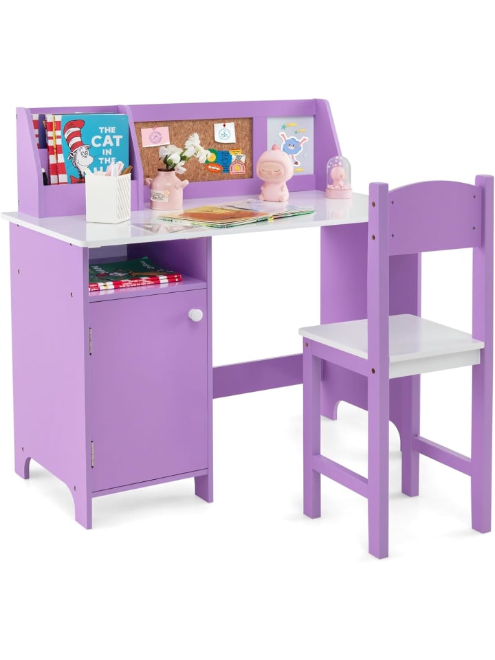 Kinderschreibtisch Set in Lila