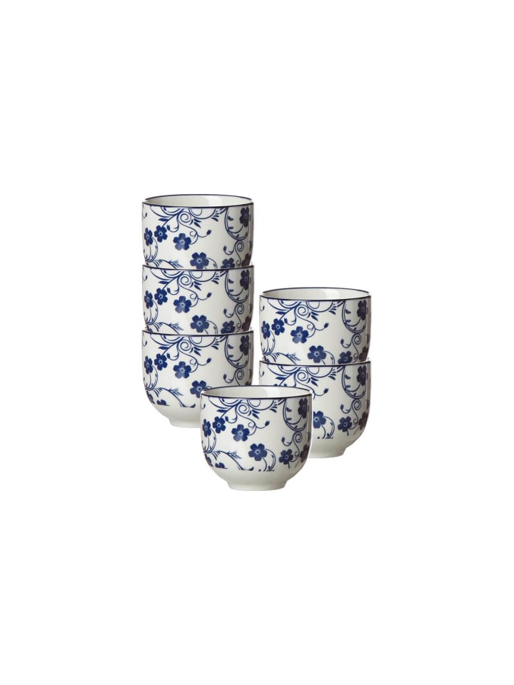 6er Set Teebecher Royal Sakura in Blau-Weiß 150 ml