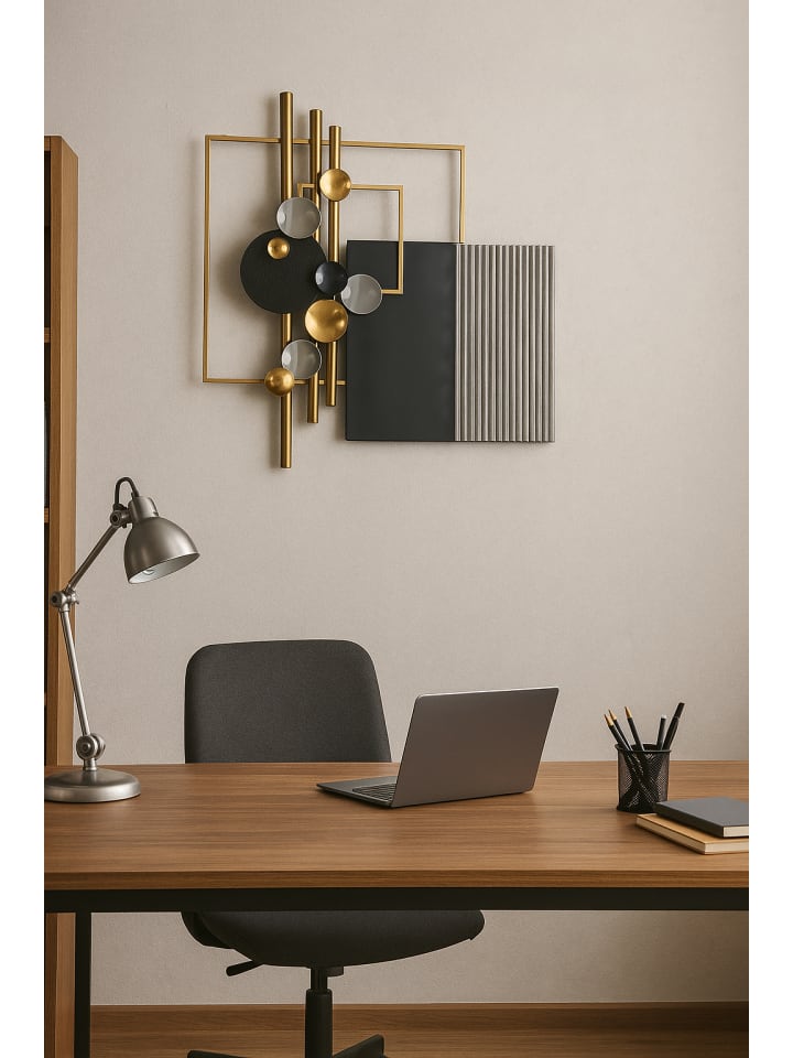 Wanddekoration Johannes in grau/schwarz/gold