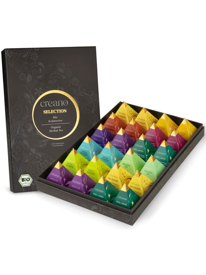 Premium Bio Kräutertee Geschenkset - 24 Pyramiden-Teebeutel in 9 Sorten
