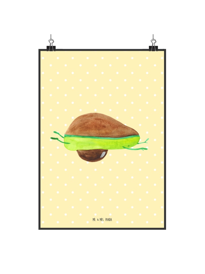 Poster Avocado Yoga ohne Spruch in Gelb Pastell
