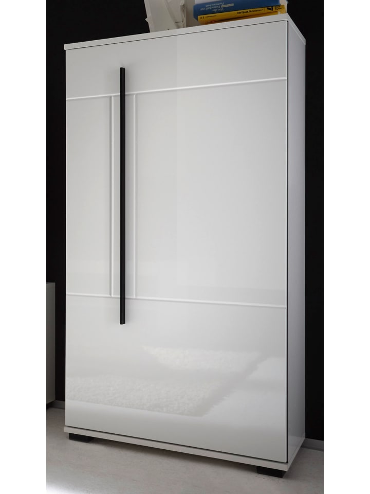 Kommode weiß Hochglanz 60 x 126 cm, Midischrank, modernes Design