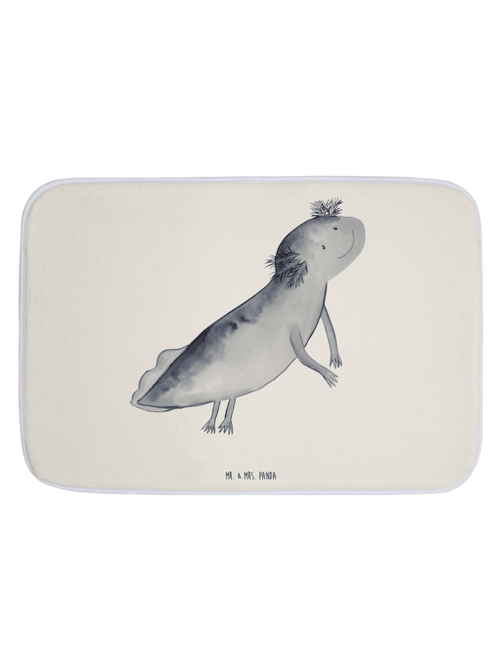 Badteppich Axolotl Schwimmen ohne Spruch in Weiß