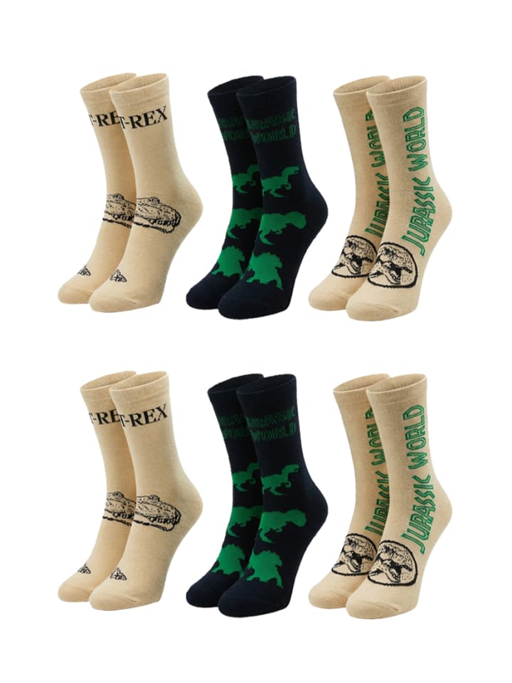 6er-Set: Socken Jurassic World T-Rex in Mehrfarbig