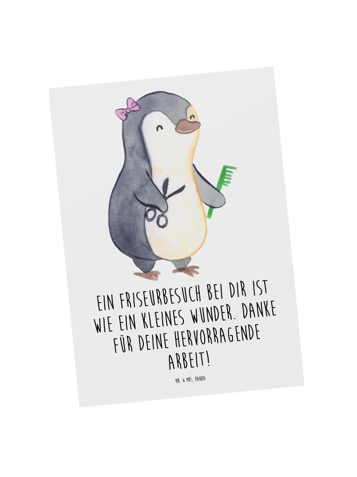 Postkarte Friseur Wunder mit Spruch in Weiß