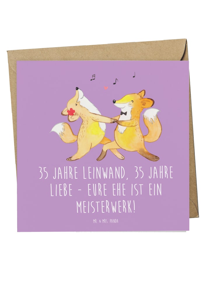 Deluxe Karte 35. Hochzeitstag Leinwandhochzeit ... in Lavendeltraum