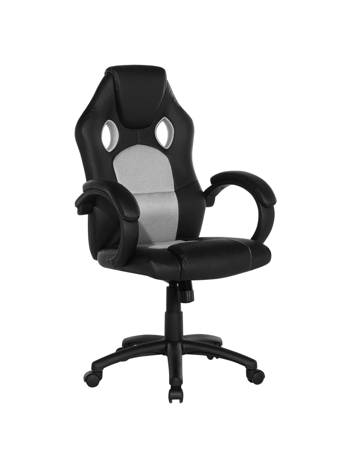 Gaming Stuhl FIGHTER in Schwarz/Grau - (W) 65 x (H) 108 x (L) 65 cm
