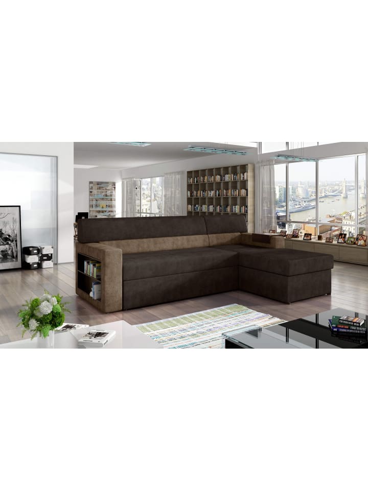 Narkos Recamiere Rechts in Braun - (L) 160 x (B) 250 x (H) 85 cm