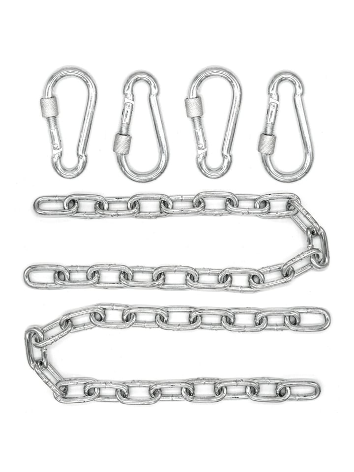 2er Set Hängesessel Kette + 4 Karabiner 66cm silber
