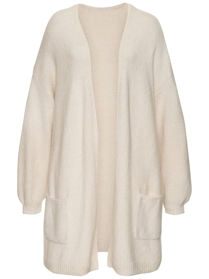 Longstrickjacke in beige