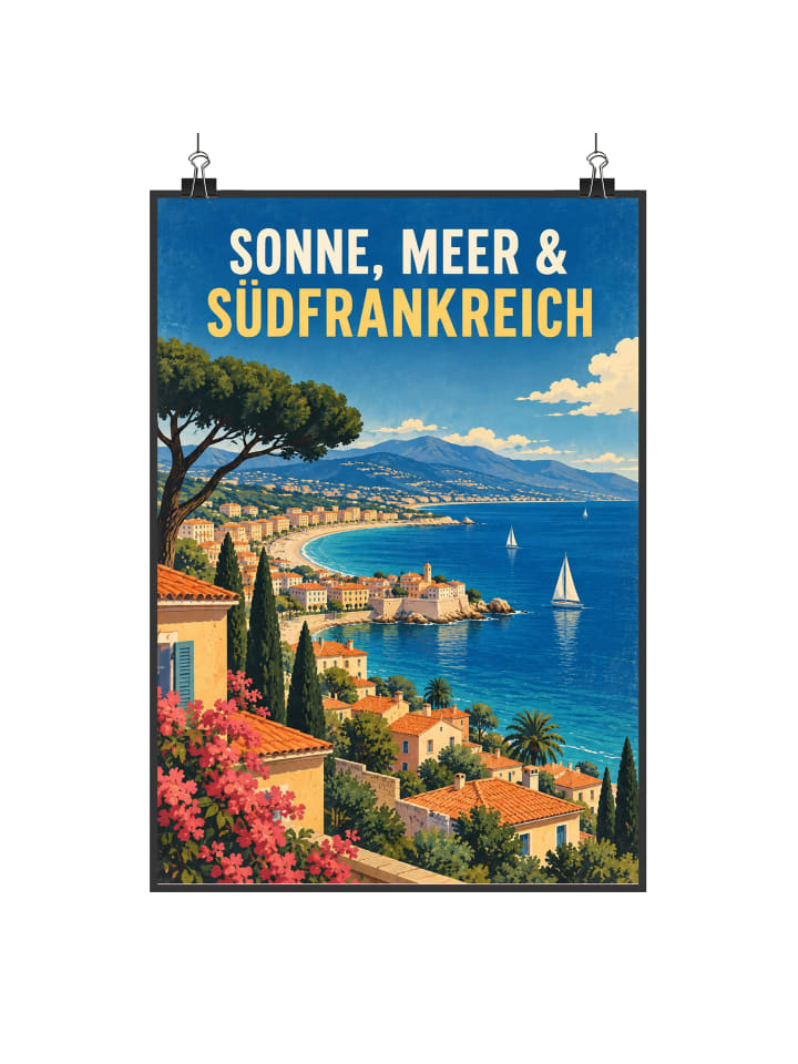 Plakat Küste nostalgisch Design mit Spruch in Weiß