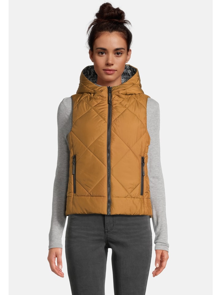 Steppweste Vesta Hooded Reversible Vest in hazel-black