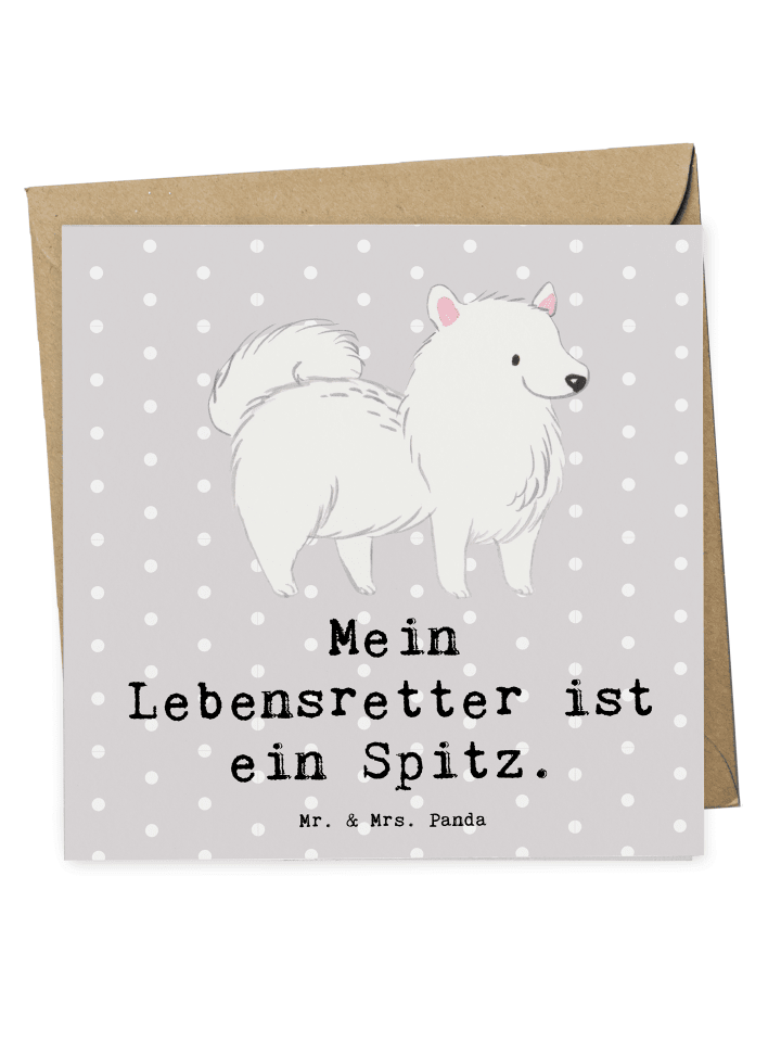 Deluxe Karte Spitz Lebensretter mit Spruch in Grau Pastell