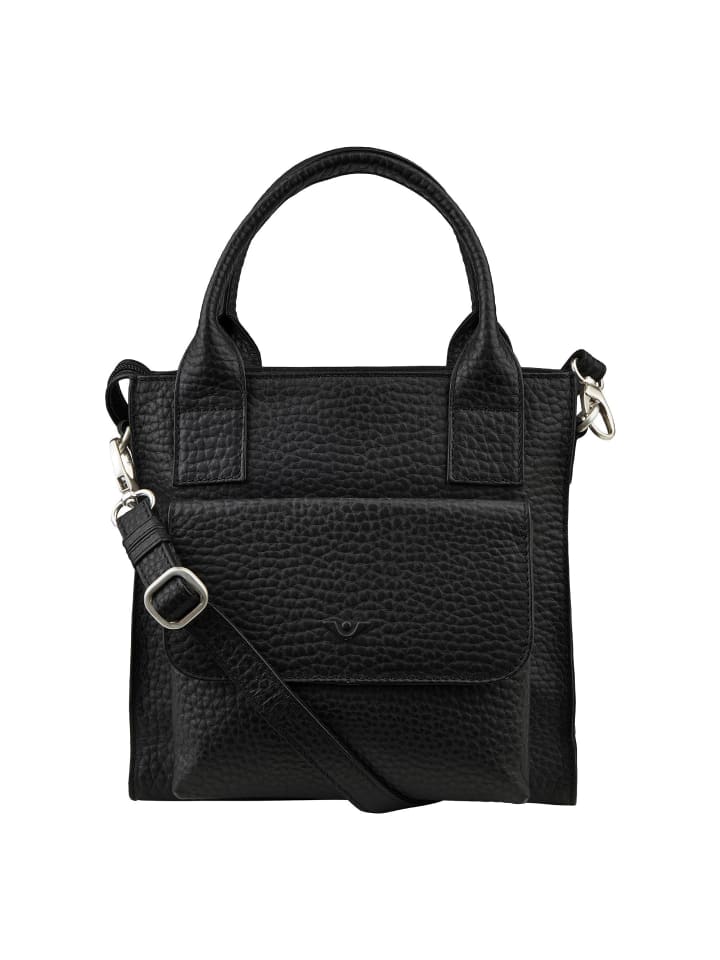 Hirsch Jolena Handtasche Leder 23.5 cm schwarz