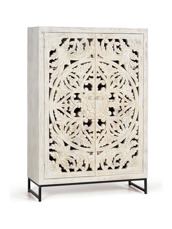 Küchenhochschrank aus Mangoholz in White