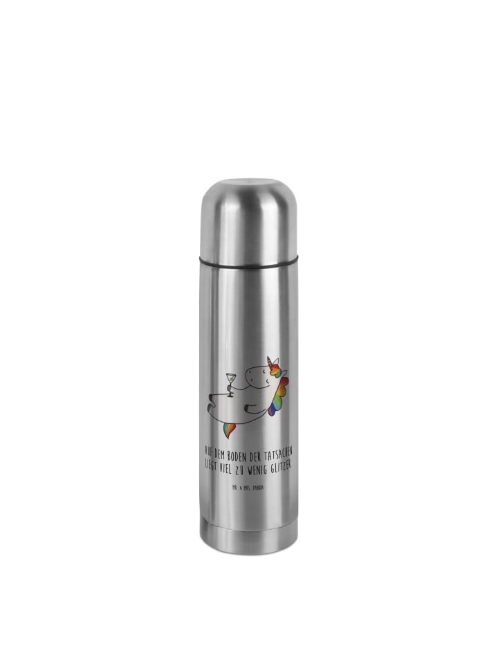 Thermokanne Einhorn Blümchentail mit Spruch in Transparent