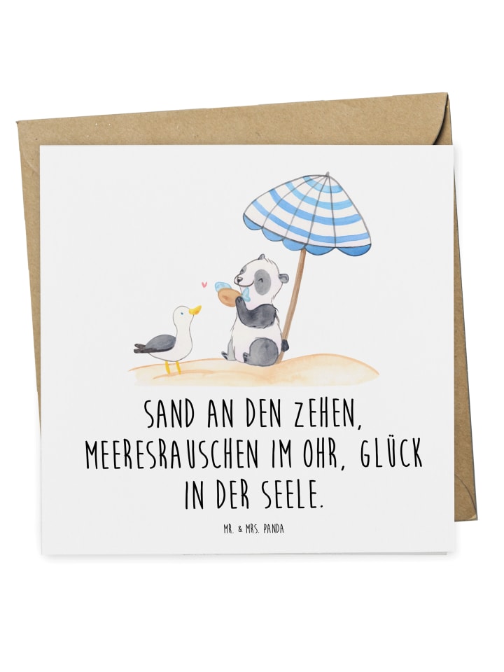 Grußkarte Sommer Meer Glück mit Spruch in Weiß