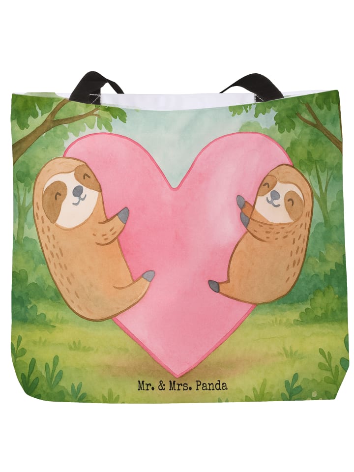 Tasche Faultiere Herz Design ohne Spruch in Weiß