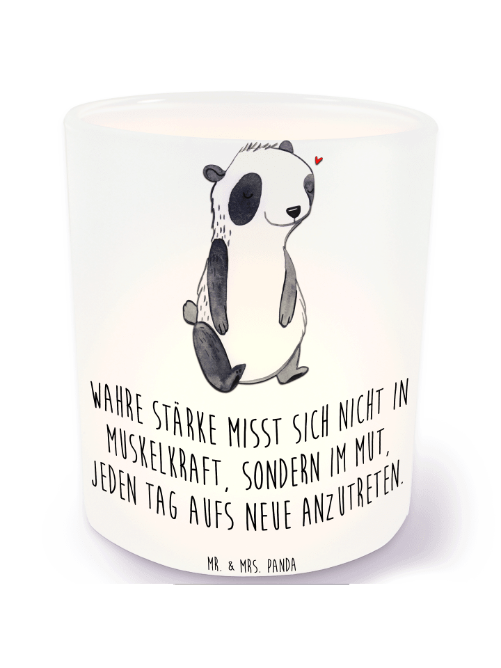 Windlicht Panda Muskelatrophie mit Spruch in Transparent
