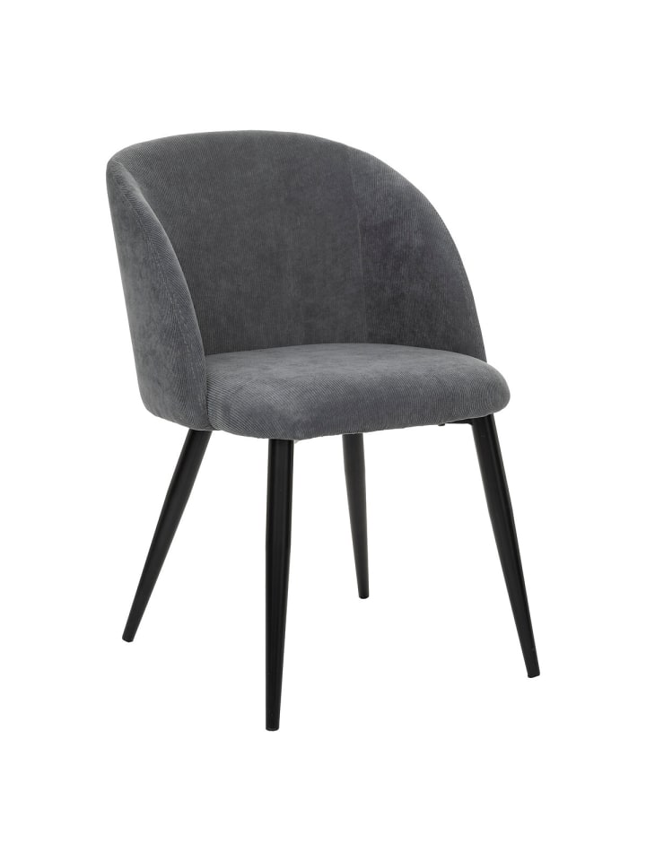 Muschel-Sessel CELESTE, Kordsamt in Grau, 48 x 47 cm