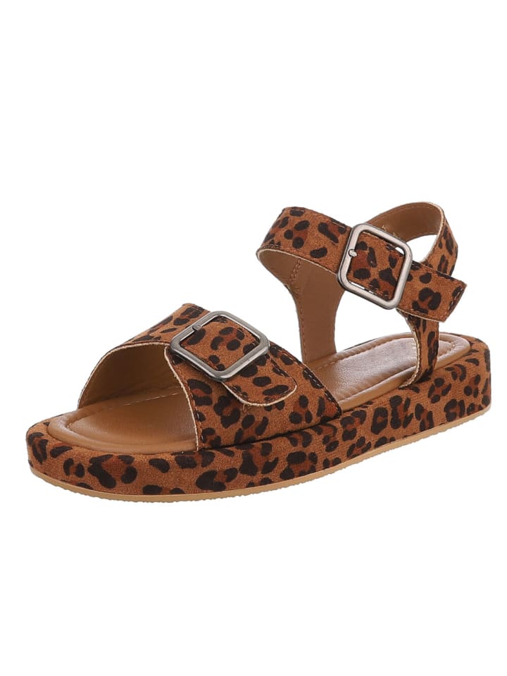 Sandale & Sandalette in Braun und Leo