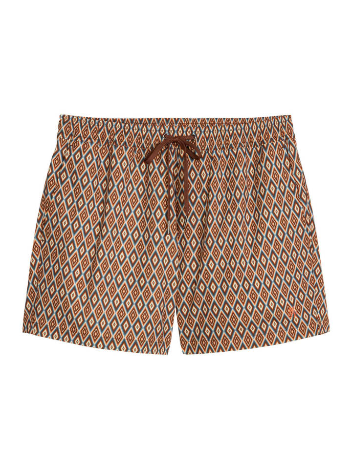 Badehose Woven in cappucino ikat print