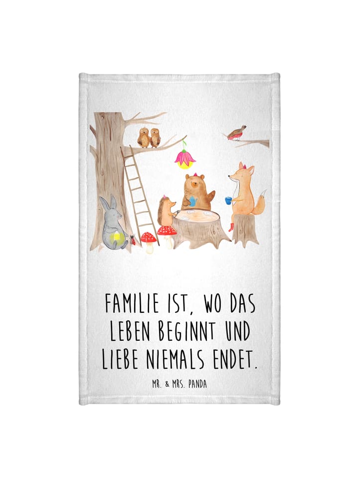 Handtuch Waldtiere Picknick mit Spruch in Weiß