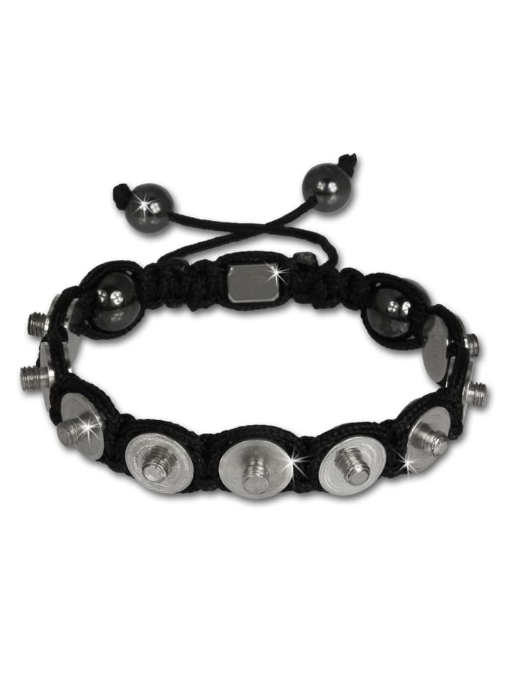 Armband Nylon , Hämatit, Edelstahl - Makramee Shamballa