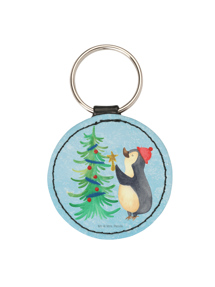 Schlüsselanhänger Pinguin Weihnachtsbaum ohne S... in Eisblau