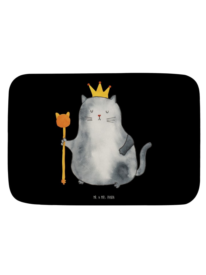 Badematte Katze König ohne Spruch in Schwarz