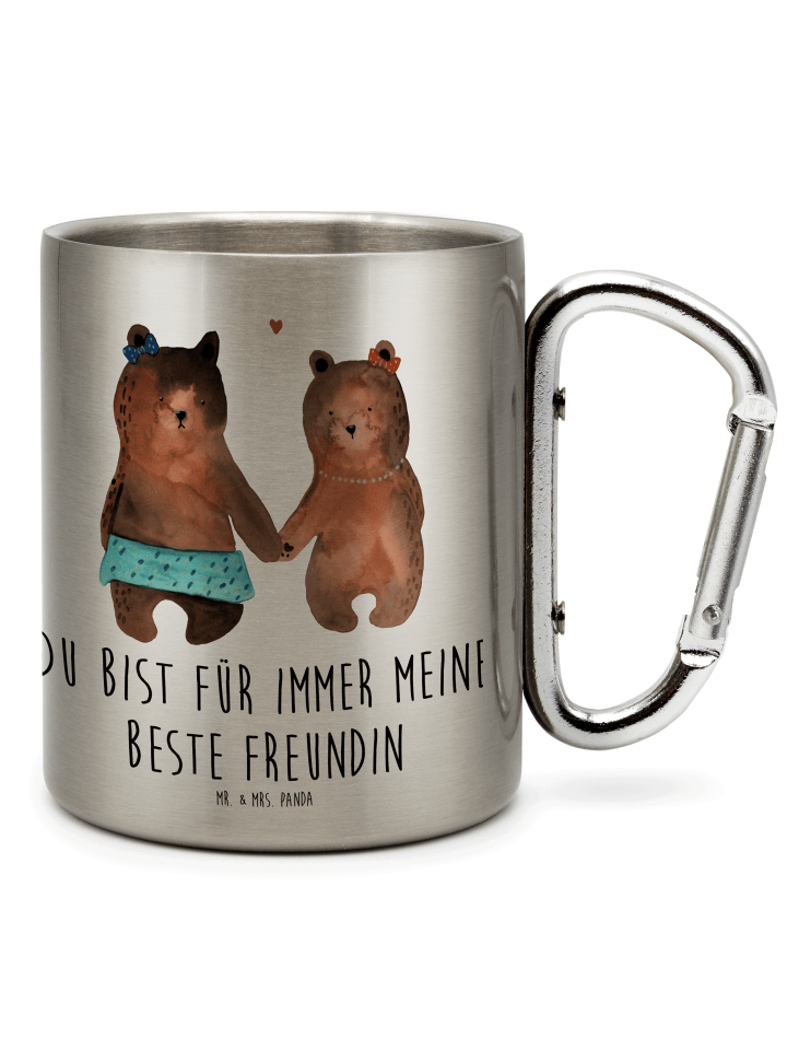 Trinkbecher Bär Freundin mit Spruch in Silber