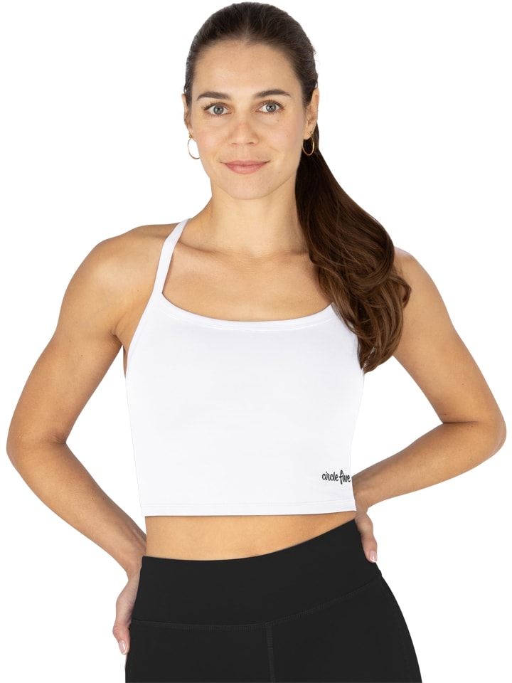 Sporttop mit integriertem BH mit leichter Stützkraft in Weiß
