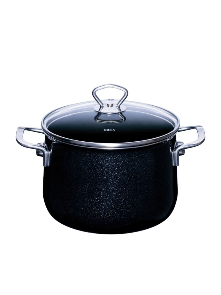 Fleischtopf mit Glasdeckel in Schwarz