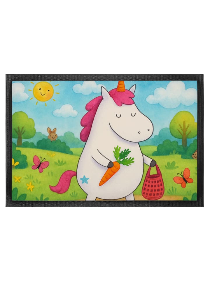 Fußmatte Einhorn Vegan Design ohne Spruch in Weiß