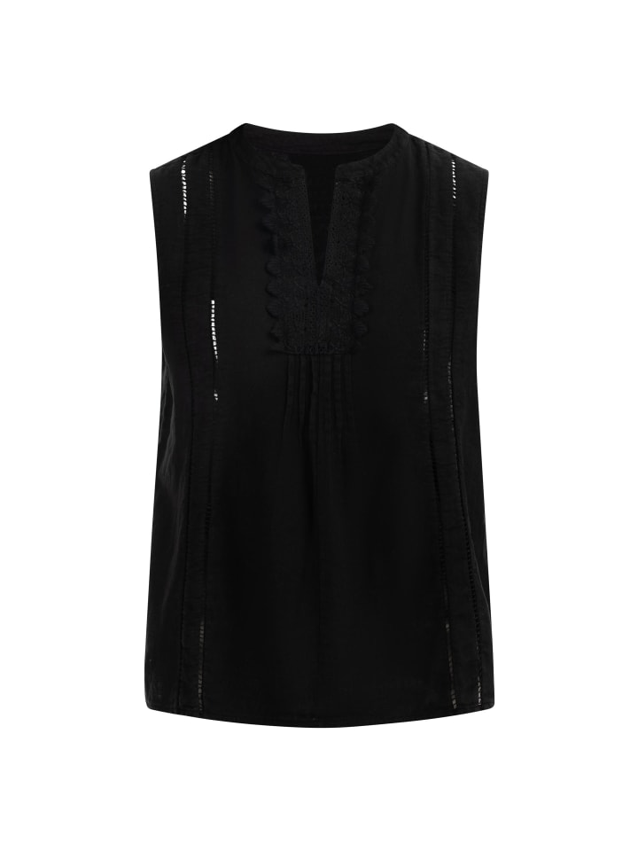 Women Blusentop Mit Spitze in Schwarz