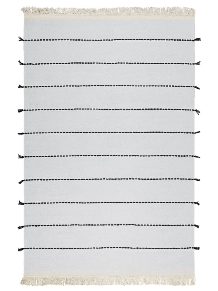 Kelim Teppich Lina in grau-blau-schwarz