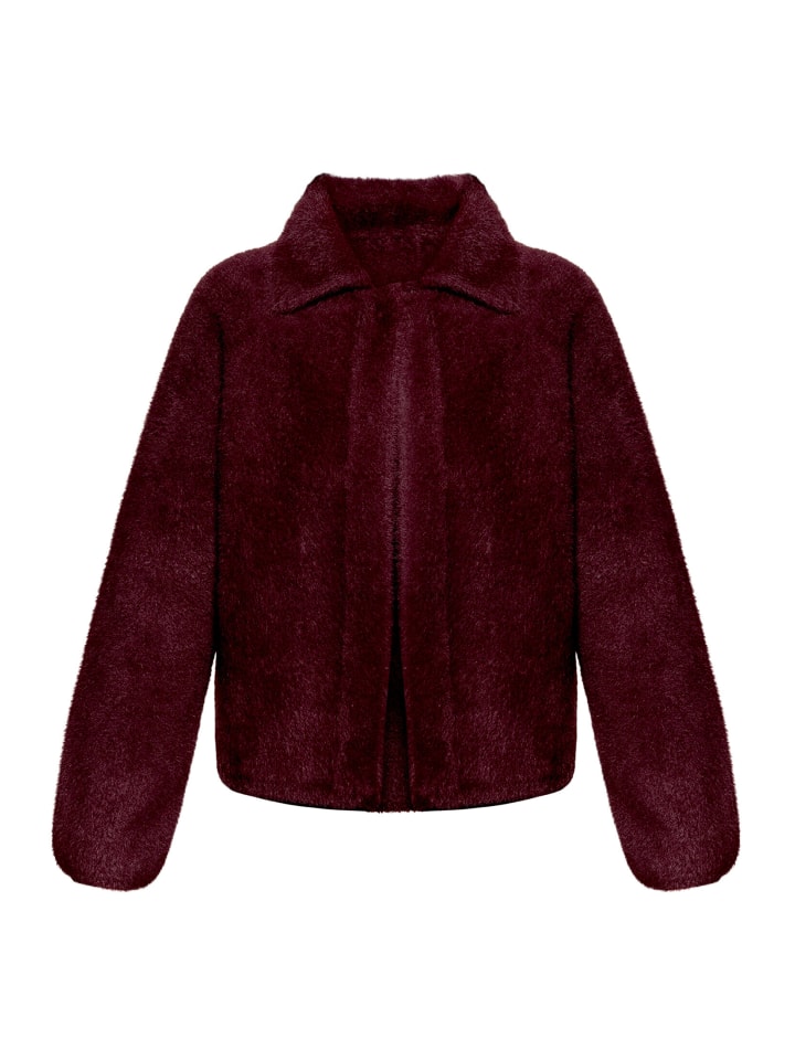 Strick-Cardigan mit Kragen in Dark Aubergine