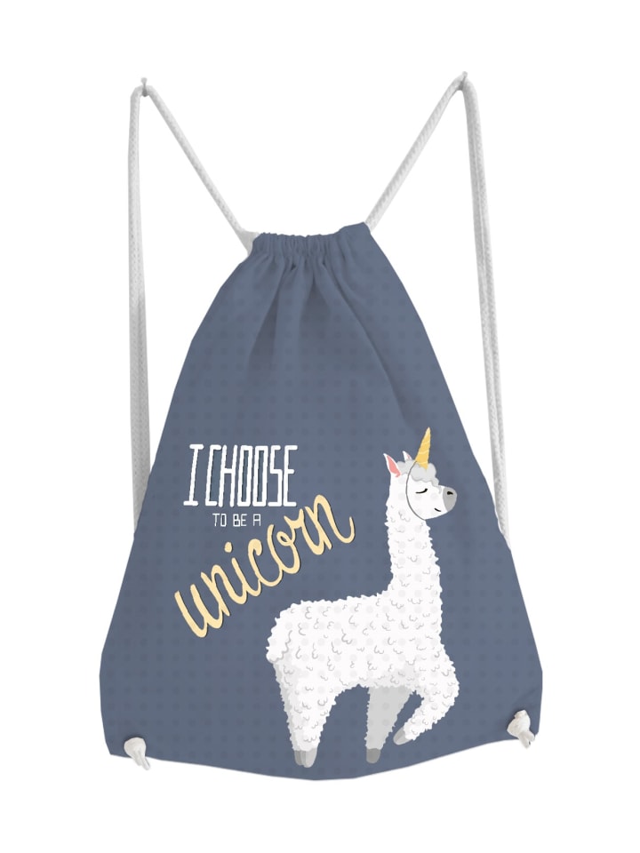 Turnbeutel Lama I Choose in Blau - 42x33x1cm