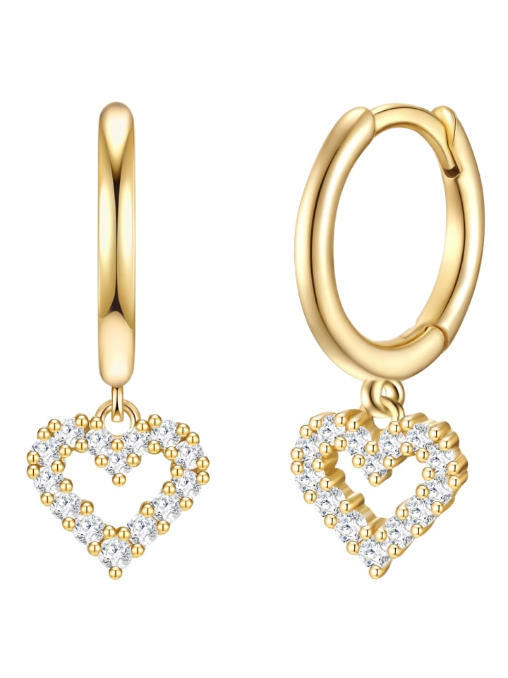Creolen Herz aus Sterling Silber mit Zirkonia in gelbgold