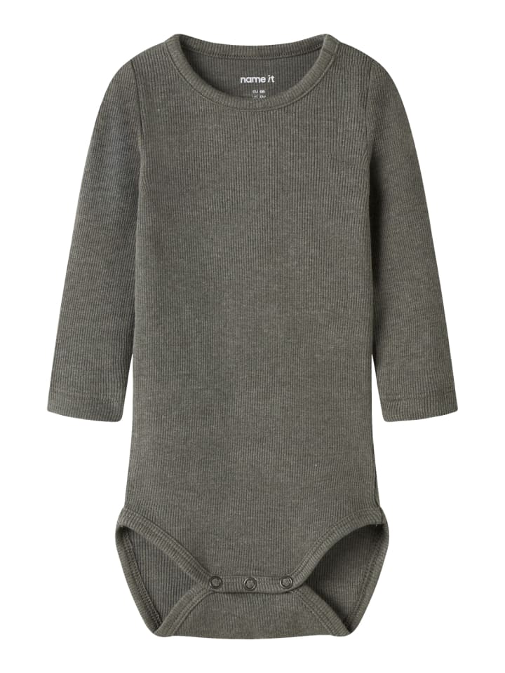 Langarmbody Nbnkab Bio-Baumwolle in dusty olive