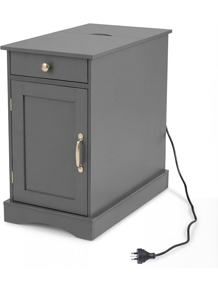 Nachttisch mit Ladestation 60 x 35 x 62 cm in Grau